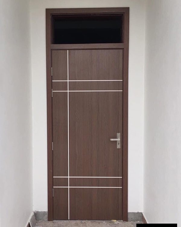 Mẫu cửa gỗ nhựa composite soi chỉ kim loại đẹp