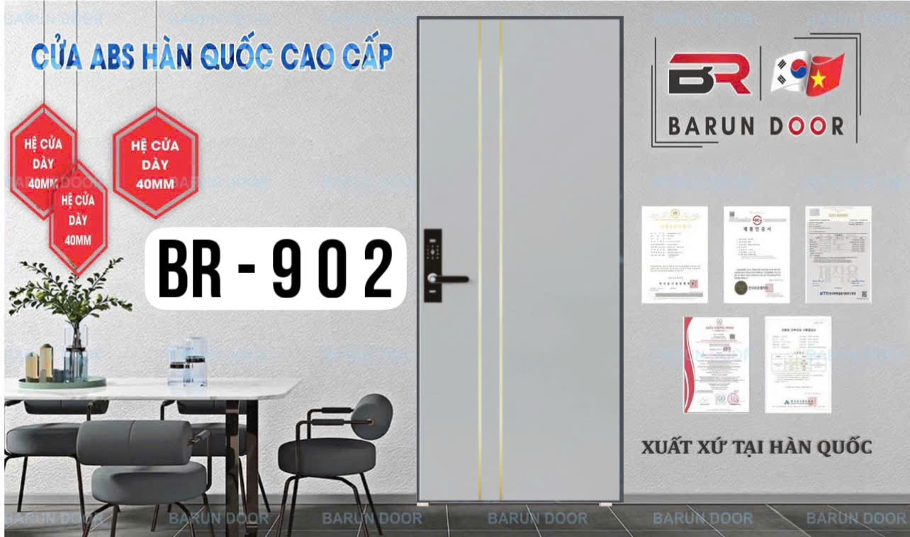 CỬA NHỰA ABS CHỈ INOX BR-902 BARUN HÀN QUỐC