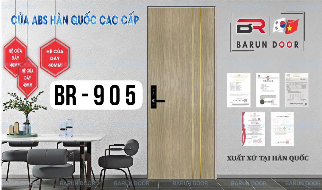 CỬA NHỰA ABS CHỈ INOX BR-905 BARUN HÀN QUỐC