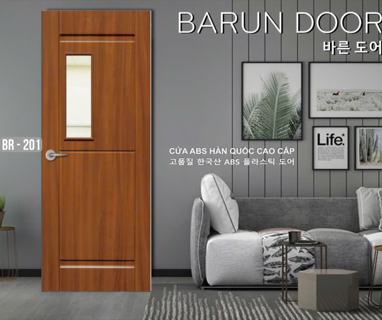 CỬA NHỰA ABS Ô KÍNH BR-201 BARUN HÀN QUỐC
