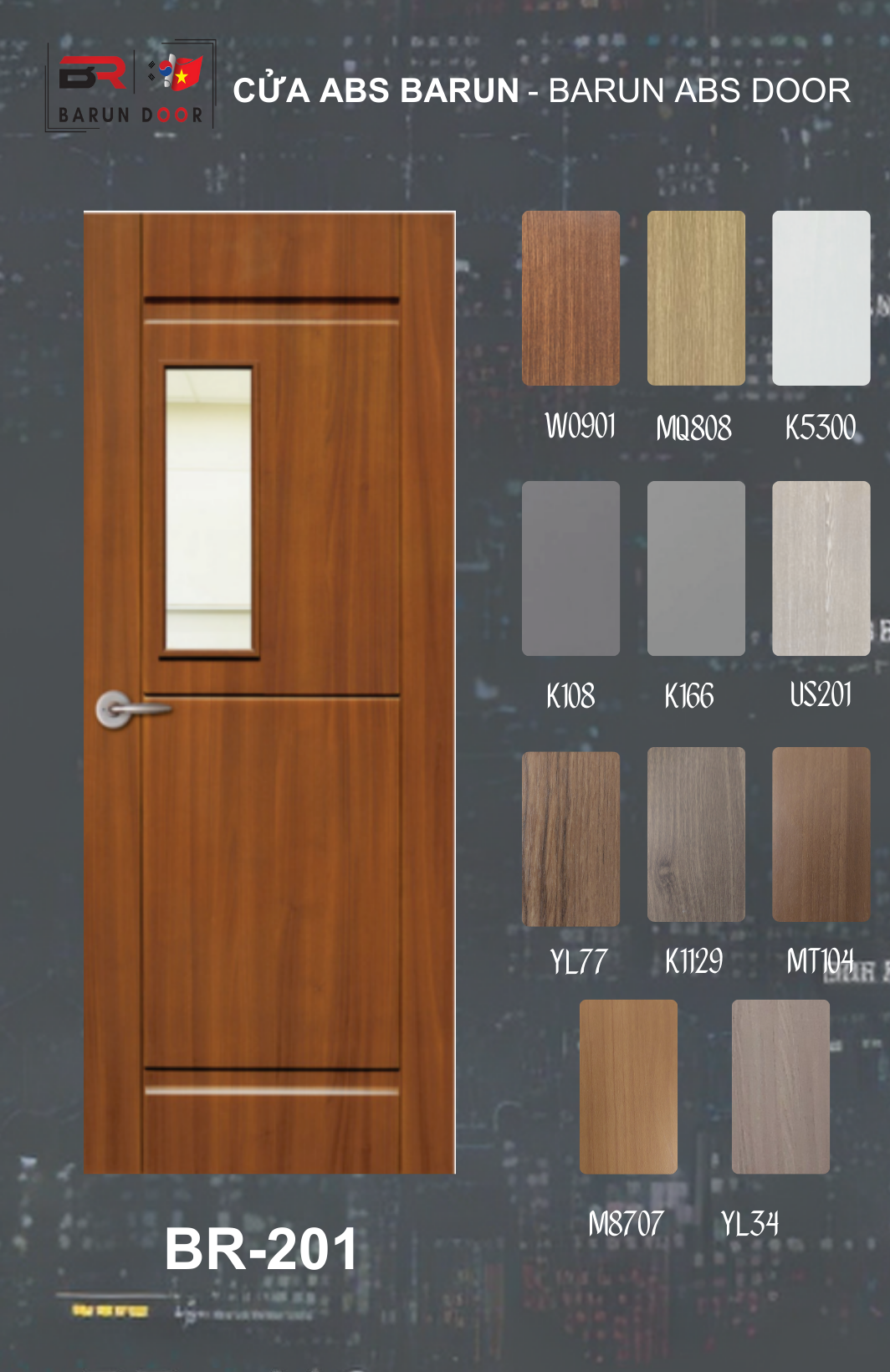 CỬA NHỰA ABS Ô KÍNH BR-201 BARUN HÀN QUỐC
