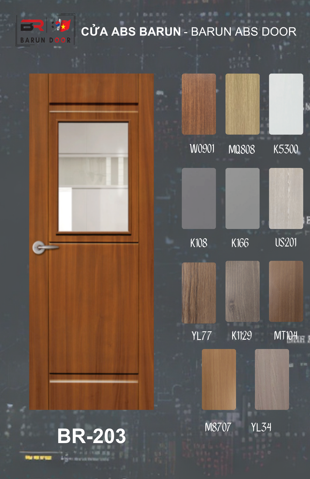 CỬA NHỰA ABS Ô KÍNH BR-203 BARUN HÀN QUỐC
