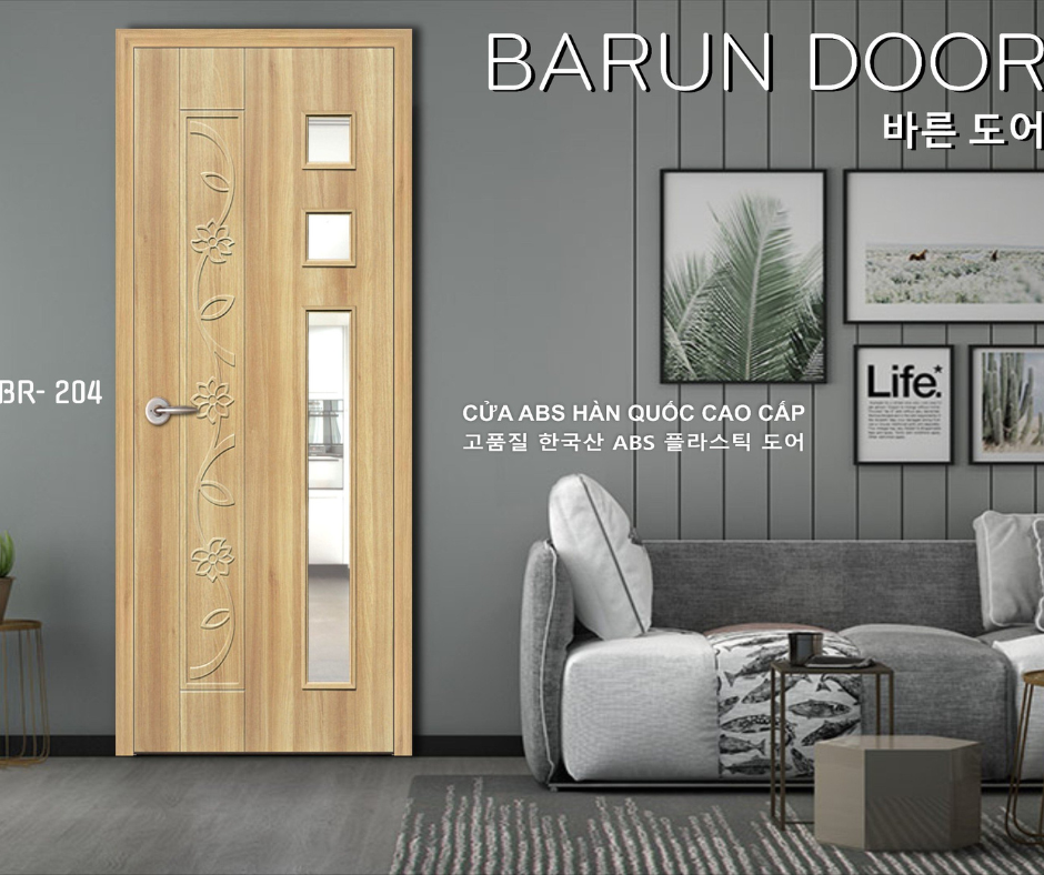 CỬA NHỰA ABS Ô KÍNH BR-204 BARUN HÀN QUỐC