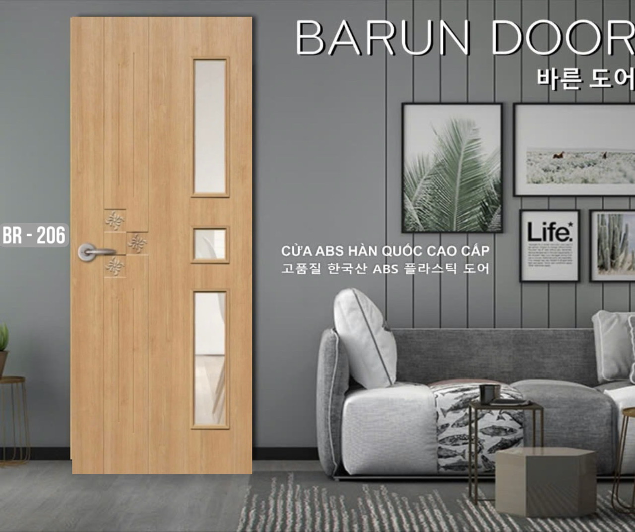 CỬA NHỰA ABS Ô KÍNH BR-206 BARUN HÀN QUỐC