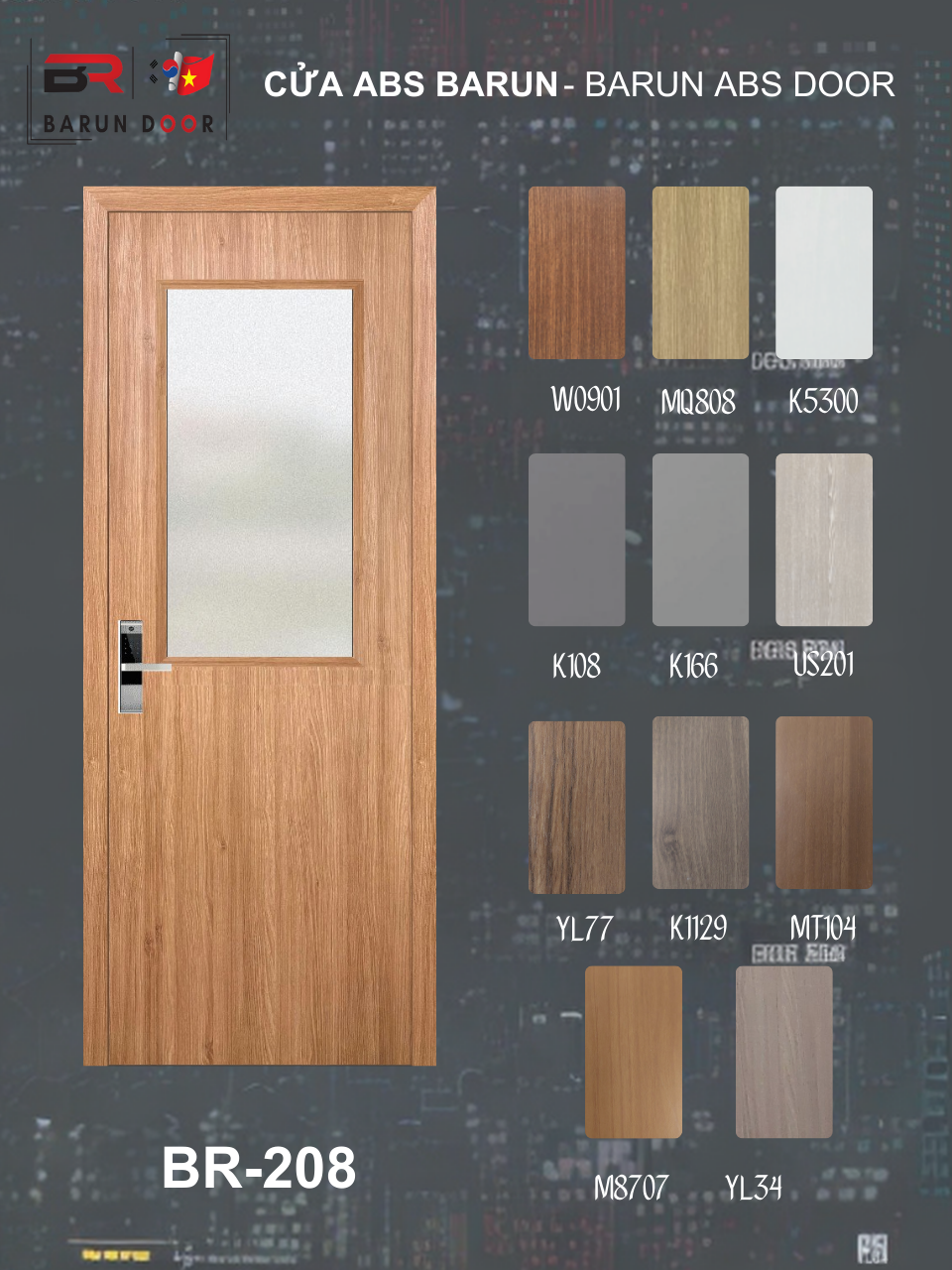 CỬA NHỰA ABS Ô KÍNH BR-208 BARUN HÀN QUỐC