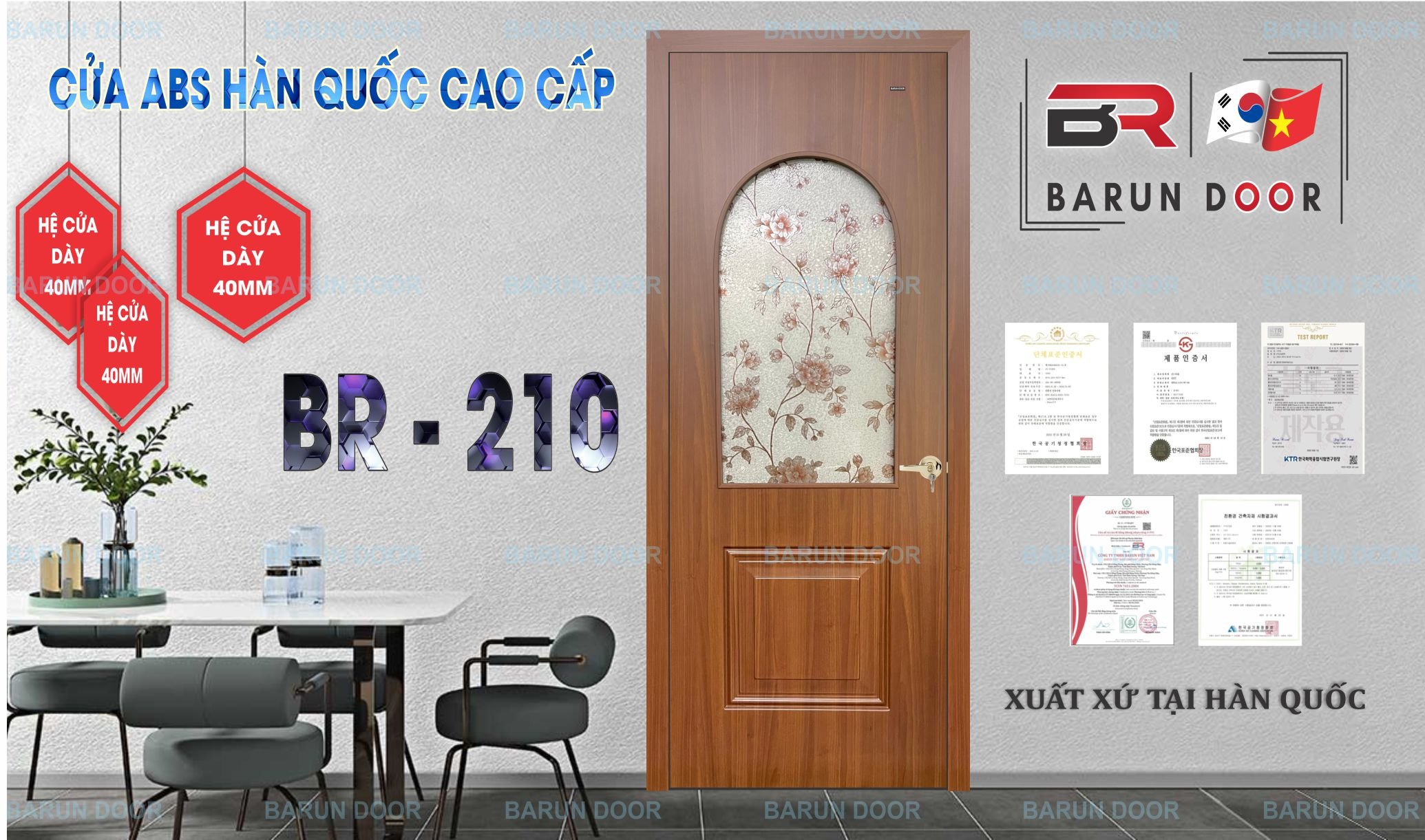 CỬA NHỰA ABS Ô KÍNH BR-210 BARUN HÀN QUỐC