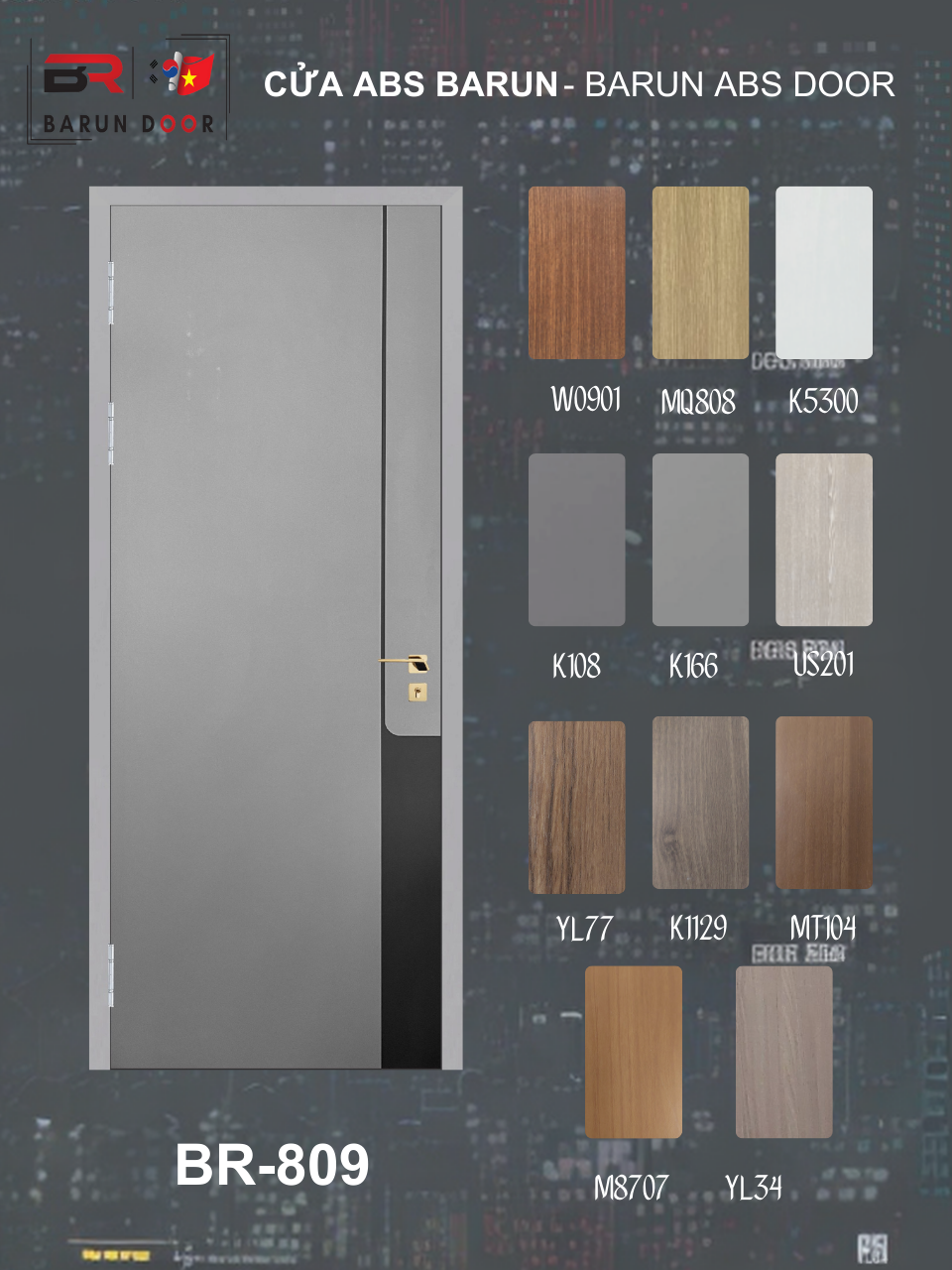 CỬA NHỰA ABS PHỐI MÀU BR-809 BARUN HÀN QUỐC